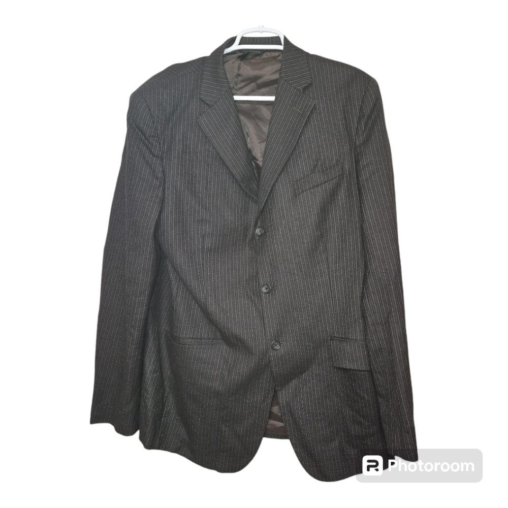 Banana Republic Wool Pinstripe Blazer 44L Brown Sport Coat